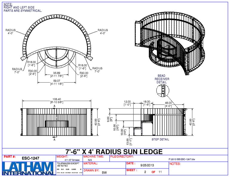 4' Radius Steel Wedding Cake Step 42" (7'6" Wide) w/ Sunledge